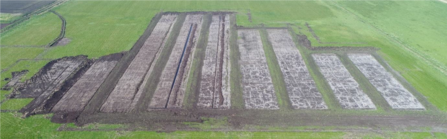 Wet farming beds drying out in May 2020, taken by drone