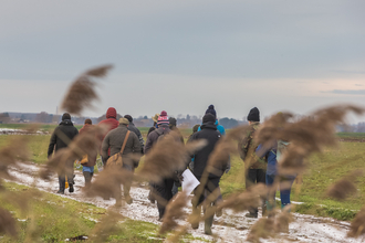 Guided walk for voluntary monitors at the Great Fen.