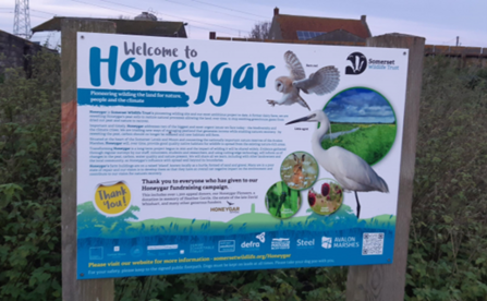 Somerset Wildlife Trust sign for Honeygar reserve