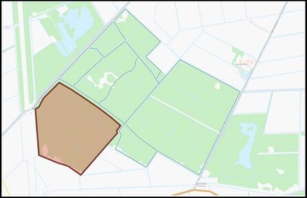 Screenshot of a map of Holme Fen in green with the closed fire zone in brown